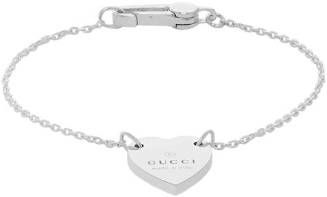 gucci silver bracelet with heart|Gucci trademark heart silver bracelet.